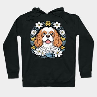 King Charles Spaniel with daisies illustration Hoodie